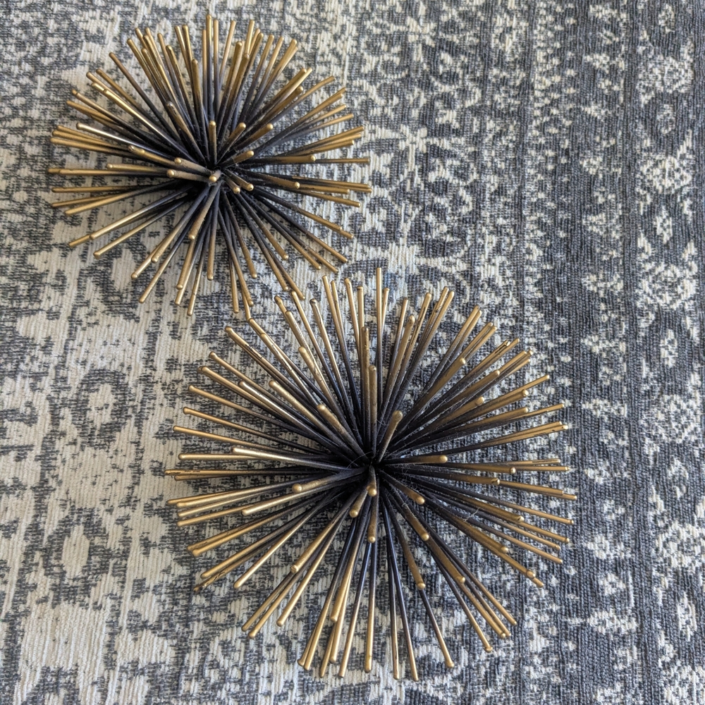 Modern Gold and Black Spiked Decor Orbs